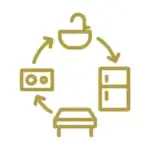 Icon of a Work Triangle And Everyday Flow in a kitchen