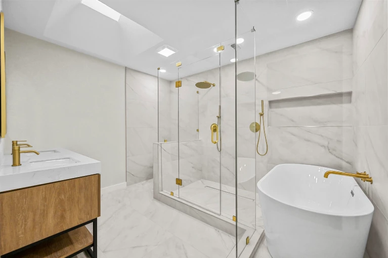 Murphy Dr Bedford TX primary bath with shower and soaking tub remodel
