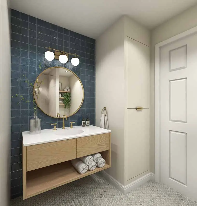 Design Rendering Of An Office Bathroom With Wood Vanity Round 025